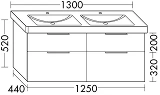 sanibel-Waschtisch-Unterbau 2.0 FLEX WVLN125 1250mm 2 Schubl/2 Auszüge Weiß Matt – Bild 3