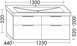 sanibel-Waschtisch-Unterbau 2.0 FLEX WVLO125 1250mm 2 Schubl/2 Auszüge Weiß Matt – Bild 3