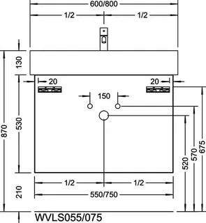 sanibel-Waschtisch-Unterbau 2.0 FLEX WVLS055 550mm breit Schubl/Auszug Weiß Glänzend – Bild 2