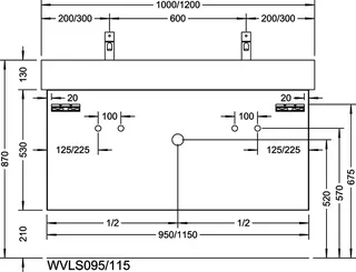sanibel-Waschtisch-Unterbau 2.0 FLEX WVLS095 950mm breit Schubl/Auszug Eiche Cashmere – Bild 3