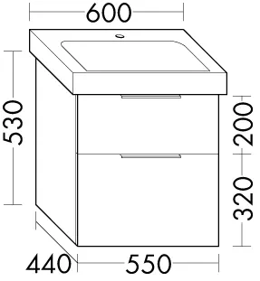 sanibel-Waschtisch-Unterbau 2.0 FLEX WVLZ055 550mm breit Schubl/Auszug Weiß Matt – Bild 2