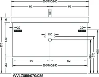 sanibel-Waschtisch-Unterbau 2.0 FLEX WVLZ070 700mm breit Schubl/Auszug Weiß Glänzend – Bild 2