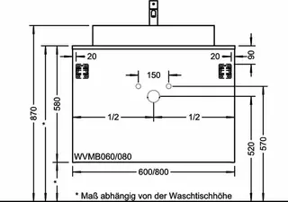 sanibel-Waschtisch-Unterbau UNI 2.0 FLEX WVMB060 600mm breit Schubl/Auszug Weiß Matt – Bild 2