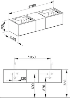 Keuco WUB Edition Lignatur 33343 f. 2 Ker.-Waschtisch 3 Ausz. Nussb. – Bild 2