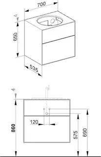 Keuco WUB Edition Lignatur 33370 f. Vari.-Waschtisch 2 Ausz. Eiche – Bild 2