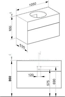 Keuco WUB Edition Lignatur 33371 f. Vari.-Waschtisch 2 Ausz. Eiche – Bild 2