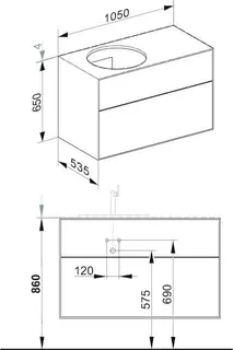 Keuco WUB Edition Lignatur 33371 f. Vari.-Waschtisch L. 2 Ausz. Nussb. – Bild 2