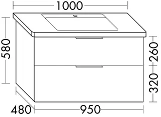 sanibel-Waschtisch-Unterbau 2.0 FLEX WVKT095 950mm breit Schubl/Auszug Grau Hochglanz – Bild 2