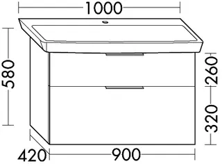 sanibel-Waschtisch-Unterbau 2.0 FLEX WVKW090 900mm breit Schubl/Auszug Grau Hochglanz – Bild 3