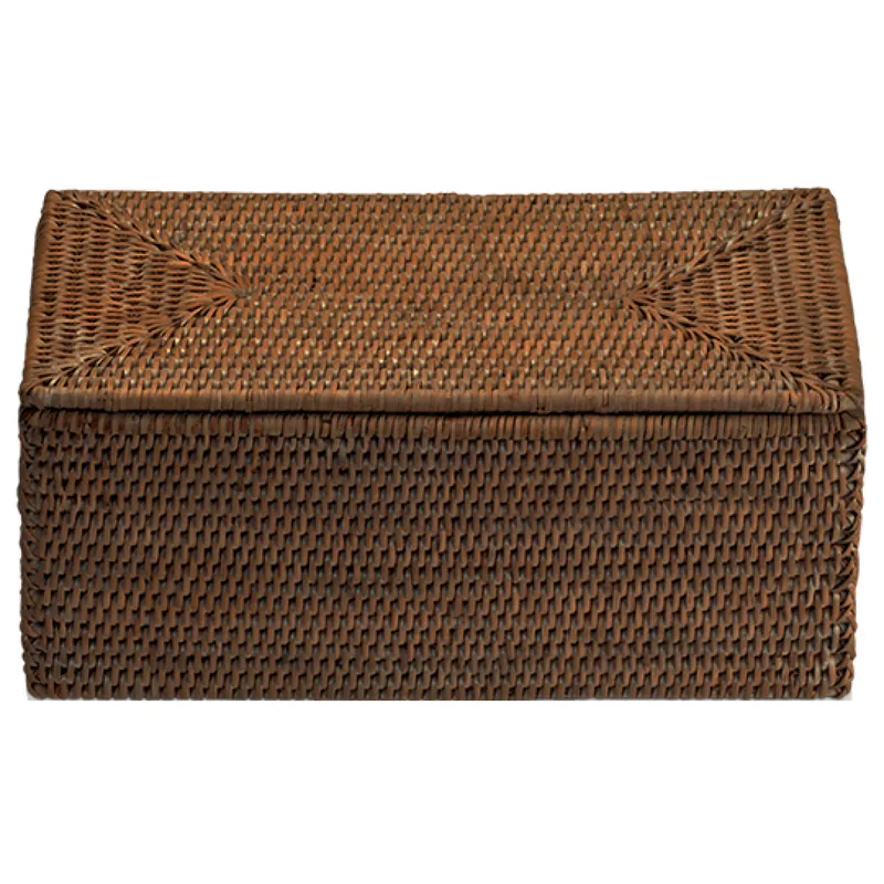 Decor Walther Basket Utensilienbehälter mit Deckel, Rattan dunkel UTBMD