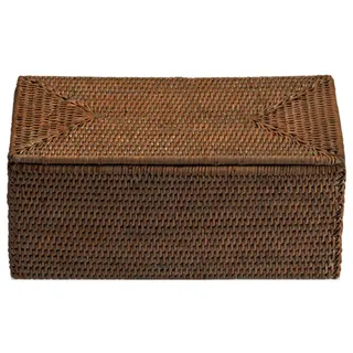 Decor Walther Basket Utensilienbehälter mit Deckel, Rattan dunkel UTBMD