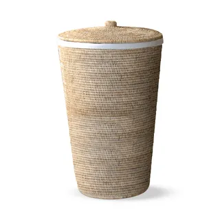Decor Walther Wäschebehälter mit Leinen- sack, BASKET WB, 0922091 Rattan hell