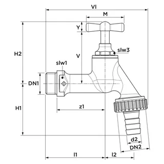 AIPS SF SEPP Germany Auslaufv. Knebel OT G1/2 (DN15)xG3/4 (DN20) A/A MS chr. – Bild 2