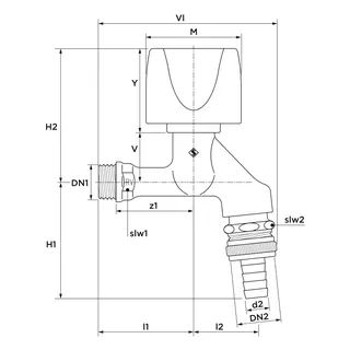 AIPS SF SEPP Arm.Kombi Abschl. OT m.RV G1/2 (DN15)xG3/4 (DN20) A/A MS chr. – Bild 2