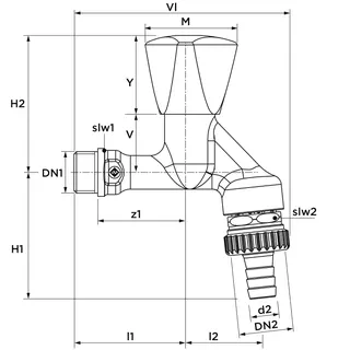 AIPS SF SEPP Arm.Kombi Kronengr. OT m.RV G1/2 (DN15)xG3/4 (DN20) A/A MS chr. – Bild 2