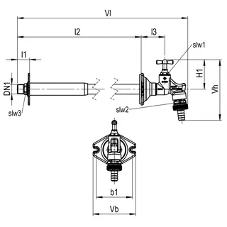 AIPS SF SEPP Eis fros. Außenwandv. K.-OT G1/2 (DN15)xG3/4 (DN20) A/A MS chr. – Bild 2