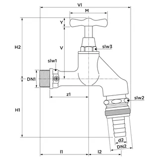 AIPS SF SEPP Arm.Kombi Knebel OT m. RV G3/4 (DN20)xG1 (DN25) A/A MS chr. – Bild 2