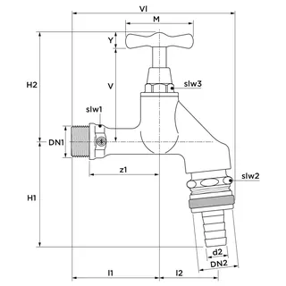 AIPS SF SEPP Arm.Kombi Knebel OT m. RV G1/2 (DN15)xG3/4 (DN20) A/A MS chr. – Bild 2