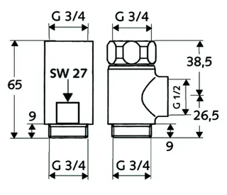 SCHELL T-und Distanzstück Überwurfmutter, 3/4", chrom – Bild 3