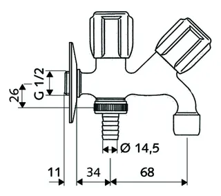 SCHELL Kombi-Auslaufventil COMFORT Schlauchverschraubung, 1/2", chrom – Bild 3