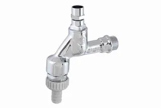 Schlösser Auslaufventil 1/2" m.Bel.+RV Nr.1754 pol.-chrom, m.Steckschl.Oberteil