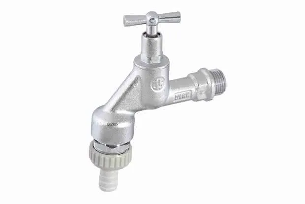 Schlösser Auslaufventil 1/2" m.Bel.+RV Nr.1750 mattchrom m.Knebeloberteil