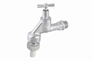 Schlösser Auslaufventil 1/2" m.Bel.+RV Nr.1750 mattchrom m.Knebeloberteil