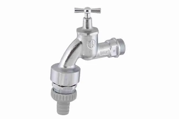 Schlösser Auslaufventil 3/4" m.Bel.+RV Nr.1750 mattchrom m.Knebeloberteil