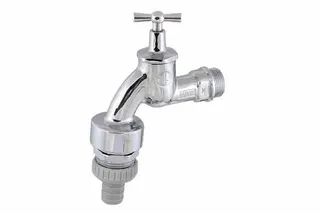 Schlösser Auslaufventil 3/4" m.Bel.+RV Nr.1750 pol.vchr. m.Knebeloberteil
