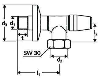 SCHELL Wasserzähler-Eckventil Plombiervorr., 3/4"ÜM, 1/2", chrom – Bild 2