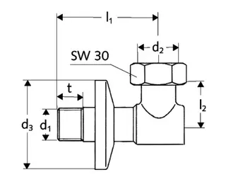 SCHELL Wasserzähler-Anschlussbogen Plombiervorr., 3/4"ÜM, 1/2", chrom – Bild 3