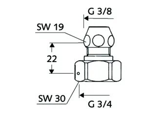 SCHELL Wasserzähler-Verschraubung Plombiervorr., 3/8" Verschr.,3/4IG,chrom – Bild 3
