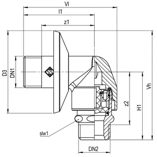 AIPS SF SEPP Safe Wandanschlussbogen HD G1/2 (DN15)xG1/2(DN15) A/A 90Grd MS chr. – Bild 2