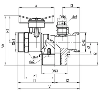 AIPS SF SEPP Easy l Einrohrz. Kugelhahn 1 (DN25) G1 3/8a MS – Bild 2