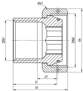 AIPS SF SEPP Easy l halbe Verschraubung Rp1 (DN25) x G1 3/8i MS – Bild 2