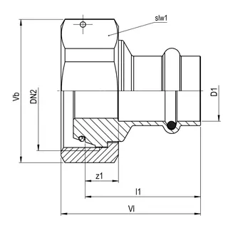 AIPS SF SEPP Gas halbe Verschraubung 1 (DN25) Press 28 x G1 3/8i MS – Bild 2