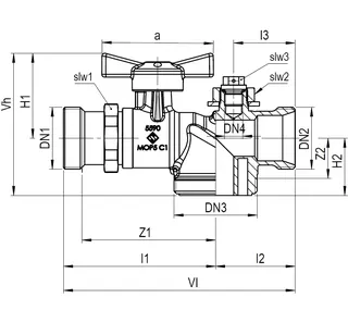 AIPS SF SEPP Easy l Einrohrz. Kugelhahn m. TAE 1 (DN25) G1 3/8a MS – Bild 2
