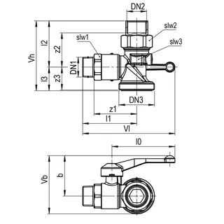 AIPS SF SEPP Gas Einrohrz. Eckkugelhahn m. TAE R1 x Rp1 (DN25) Verschr. MS – Bild 2