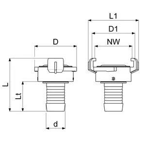 Schnellkupplung mit Tülle DN20 3/4",MS,KTW u.W270 Freigabe – Bild 2