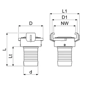 Schnellkupplung mit Tülle DN25 1",MS,KTW u.W270 Freigabe – Bild 2