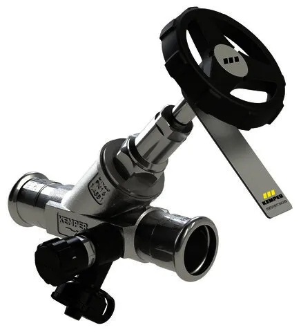 KEMPER NIRO Freistrom-Absperrventil Edelstahl, m.Entl., MAPRESS DN32/35mm