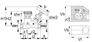 AIPS SF SEPP Zirkulationsventil m. Entl. Therm. u. Iso 50-60C Rp1/2 (DN15) I/I RG – Bild 2