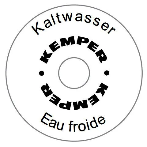 KEMPER Handrad-Bezeichnungsschild Warmwasser