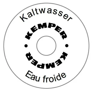 KEMPER Handrad-Bezeichnungsschild Kaltwasser
