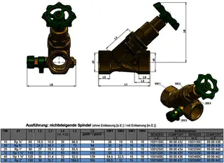 comfort-Freistromventil nichtsteigend mit Entleerung DN 25 (1") aus Messing – Bild 2