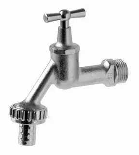 comfort-Auslaufventil DIN 3509 m Knebel Schlauchverschr DN 15 (1/2") matt verchr