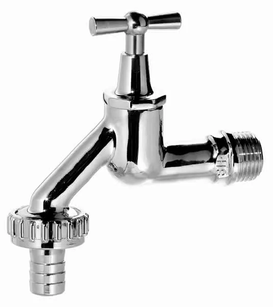 comfort-Auslaufventil DIN 3509 m Knebel Schlauchverschr DN 15 (1/2") verchromt