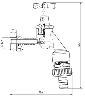 comfort-Auslaufventil DIN 3509 HD mit RB und RV DIN DVGW DN 15 (1/2") verchromt – Bild 2