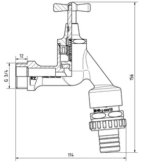 comfort-Auslaufventil DIN 3509 HD mit RB und RV DN 20 (3/4") matt verchromt – Bild 2
