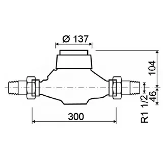 comfort-Hauswasserzähler MNK Q3 16,0 DN 40 (G1 1/2) waagerecht G2 AG 300mm – Bild 2